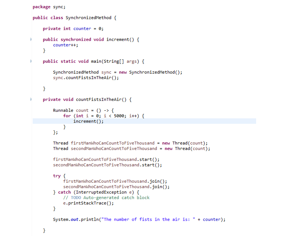 Rys. 1 Kod programu napisanego w Javie, którego jedynym celem życiowym jest liczenie w dwóch wątkach. A Ty myślałeś że Twoja praca jest nudna? ;-)
